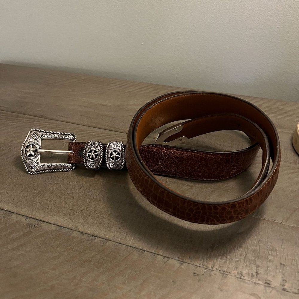 Tony Lama Mens Sz 44 Top Grain Brown Leather Western Cowboy Belt